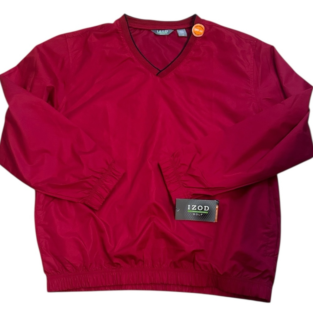 Izod NWT Red Izod Golf Xtreme Function (XFG) V-neck pullover windbreaker L